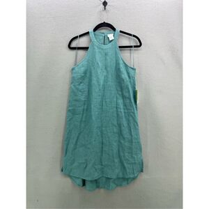 NWT Sigrid Olsen Womens Oversized Green Linen Sleeveless Halter Tank Dress XS